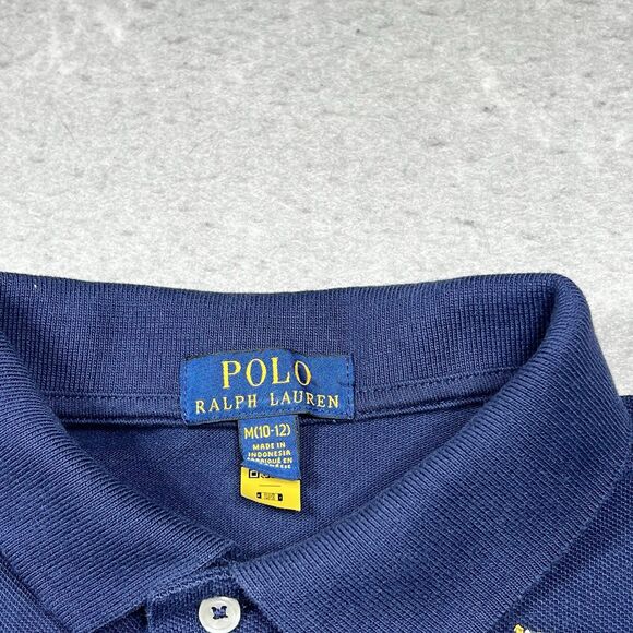 Ralph Lauren Shirt Boys Size Medium Blue Embroidered USA Flag Allover Print - Picture 9 of 11